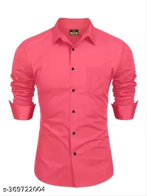 Solid Cotton Shirt Fabric for Men (Pink, XXL)