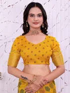 Dola Silk Printed Saree for Women, Yellow 