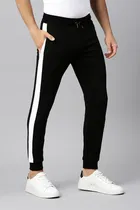 Regular Fit Trackpants for Men (Black, M)