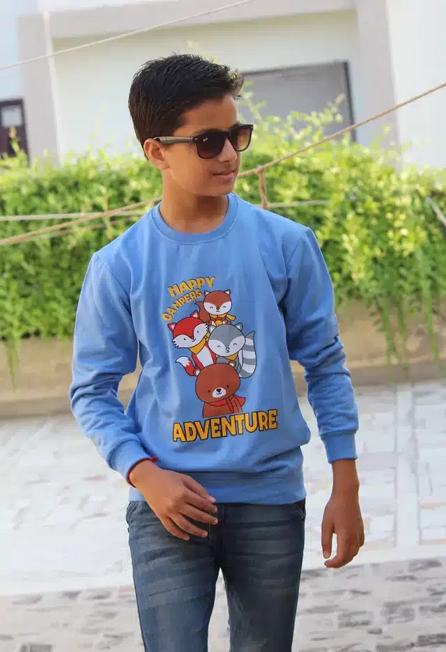 Full Sleeves Sweatshirt for Boys (Sky Blue, 9-10 Years)