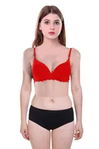 Pibu वीमेन कॉटन ब्रा पैंटी सेट 