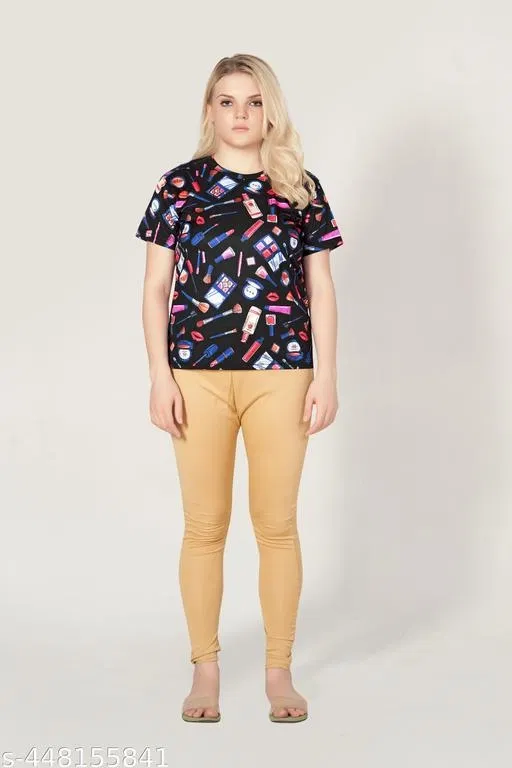 Tshirts for Women (Black, XXL)