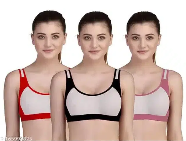 Hosiery Non Padded Bra for Women (Multicolor, 36B) (Pack of 3)