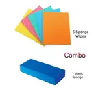Silicone Kitchen Cleaning Sponge Wipes (5 Pcs) with Magic Sponge (Multicolor, Set of 2)
