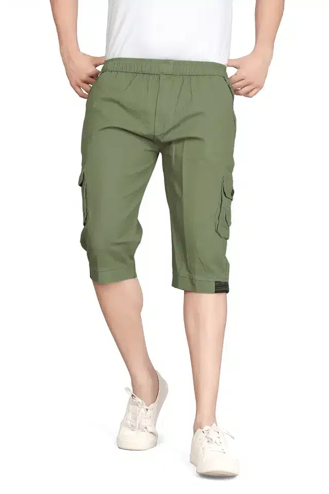 Cotton Solid Shorts for Men (Mint Green, 36)