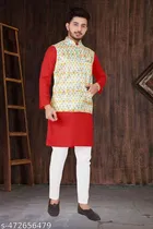 Solid Show Button Koti for Men 