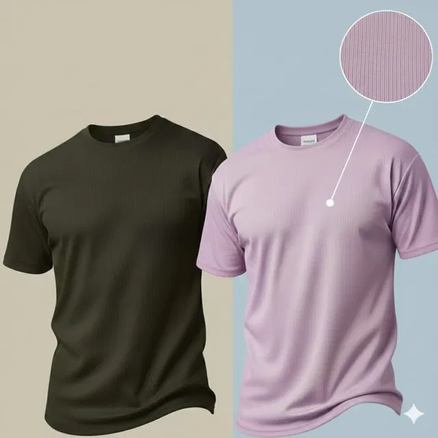 Polyester Round Neck T-shirt for Men, Multicolour, Pack of 2 (L)