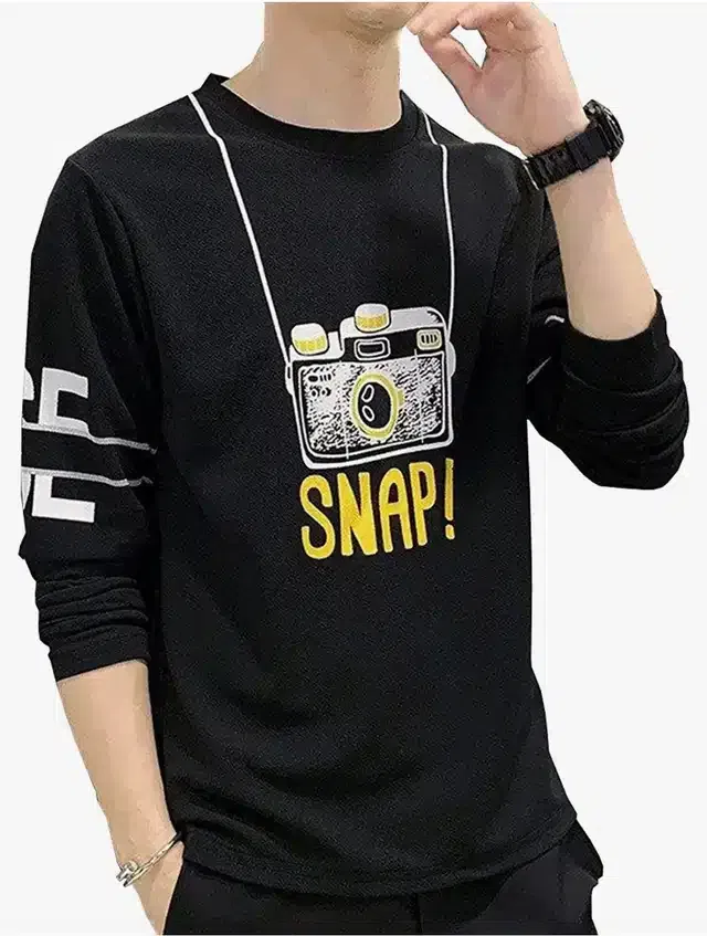 Men's Round Neck T-Shirt (Black, M)