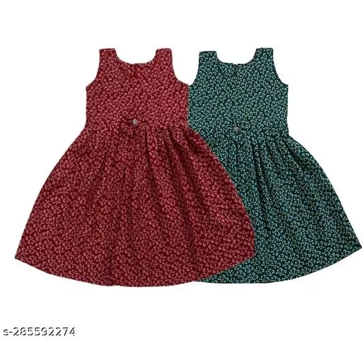 Frocks & Dresses Pack Of 2 for Girls (Maroon, 10-11 Years)