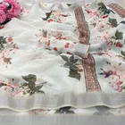 Linen Printed Saree for Women, Multicolor 