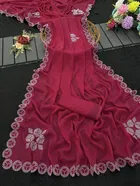 Crepe Solid Saree for Women, Dark Pink 