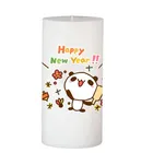 Floish Decor Premium Printed Happy New Year Pillar Candle