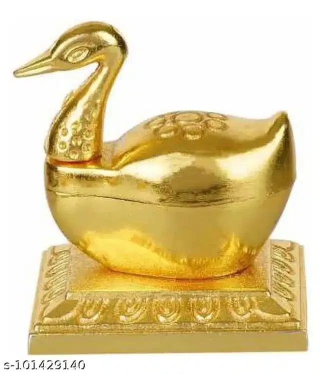 Brass Swan Kumkum Box (Golden)