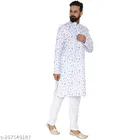 Cotton Printed Kurta with Pyjama for Men 