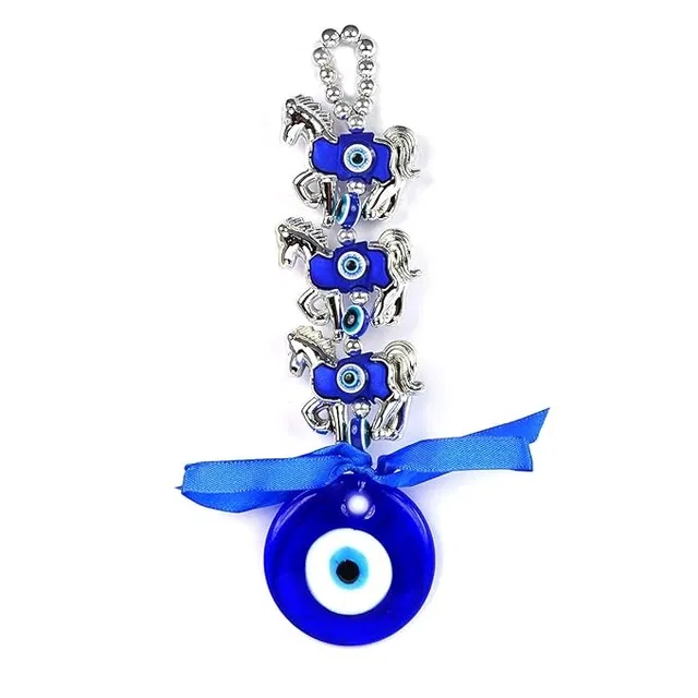 Glass Hanging Decorative Showpiece (Blue)