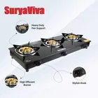 SuryaViva 3B Photon Bk Toughened 3 Cast Iron [Manual,Black] Glass Manual Gas Stove [3 Burners]