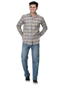 Cotton Blend Full Sleeves Chequered Shirt for Men 