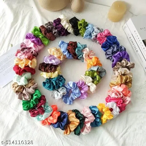 Everyday Scrunchies for Women (Blue, Pack of 8)