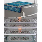 PVC Waterproof Fridge Top Cover with 4 Pcs Shelf Mats (Multicolor, Set of 1)