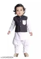 Cotton Full Sleeves Jacket with Kurta & Pyjama Clothing Set for Boys 