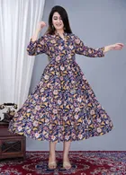 Rayon Printed Anarkali Kurti for Women (Multicolor, S)