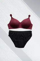 Full Coverage Wireless Padded Bra and Hot Panty Set for Women, Pack of 2 