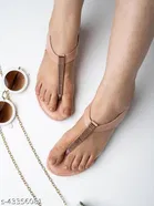 Solid Synthetic One-Toe Flats for Women 