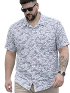 Cotton Blend Printed Shirt for Men, Grey 