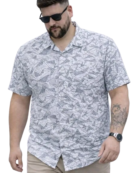 Cotton Blend Printed Shirt for Men, Grey (4XL)