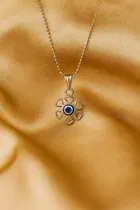 Women's Silver Evil Eye Pendant Necklace Set 