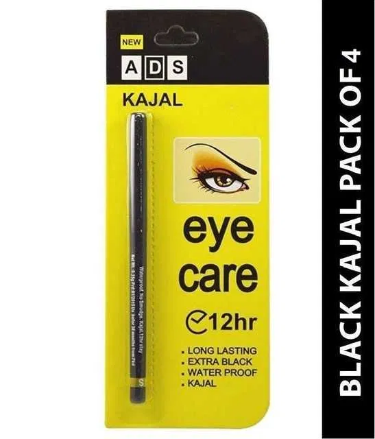 Lenon Makeup Accessory Eye Care 12 Hr Kajal Pencil Black (0.3 g) (Pack of 4) (D122)