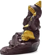 Jiyansh Creation Polyresin Ganesha Smoke Fountain Backflow Waterfall Cone Incense Holder Showpiece Statue with 10 Units Backflow Incense Cones 
