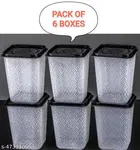 Plastic Storage Containers, Black, Pack of 6 