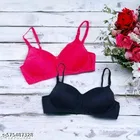 Cotton Solid Bra for Women & Girls, Multicolour, Pack of 3 