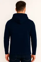Fleece Printed Hoodie for Men, Dark Blue 