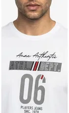 Polyester Printed T-shirt for Men, White 