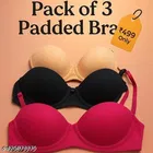 Hosiery Printed Bra for Woman, Multicolour, Pack of 3 