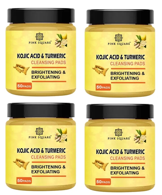 Pink Square Kojic Acid & Turmeric 50 Pcs Cleansing Pads (Pack of 4)