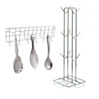 Oc9 स्टेनलेस स्टील कप स्टैंड & वॉल माउंटेड लैडल हुक रेल फॉर किचन