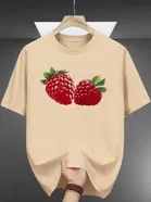 Polyester Printed Half Sleeves T-Shirts For Men, Beige 