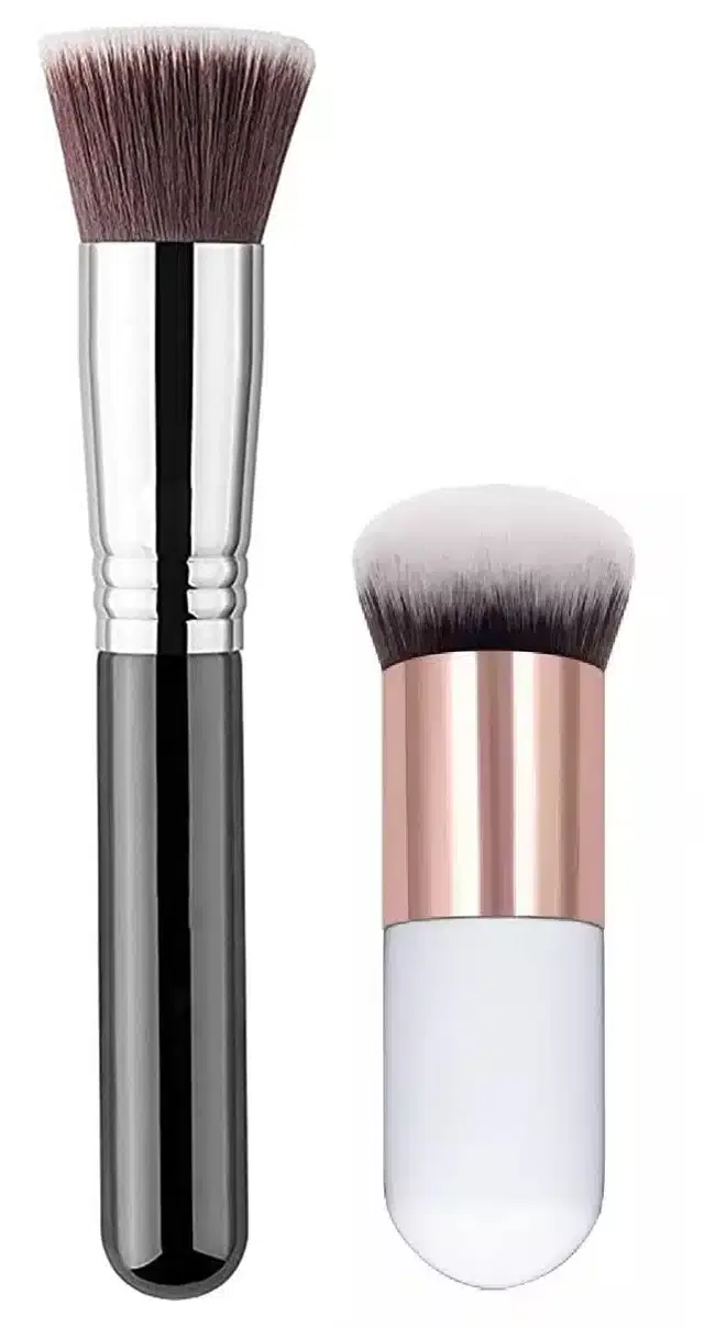 Professional Foundation Brush Blending Face Powder & White Foundation Brush (Pack of 2) (S-13)