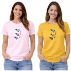Cotton Blend T-shirt for Women, Yellow & Pink , Pack of 2 