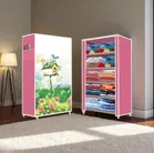 Lightweight 6 Layer PVC [Plastic] Multipurpose Organiser with Pink Bird Print zip cover [DIY] Do-It-Yourself