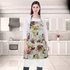 Krishna E PVC Waterproof Yellow Floral Kitchen Apron 27Lx21W in (Pack of 1)