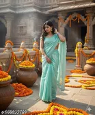 JImmy Choo Saree for Women, Teal 