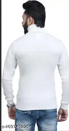 Cotton Solid Hi-Neck Sweater for Men, White 