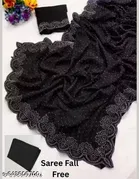 Georgette Saree for Women, Black 