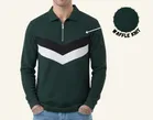 Cotton Blend Colorblocked Sweatshirt for Men, Green 