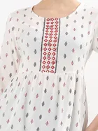 Rayon Ethnic Motif Neck Embroidered Short Kurti For Womens 