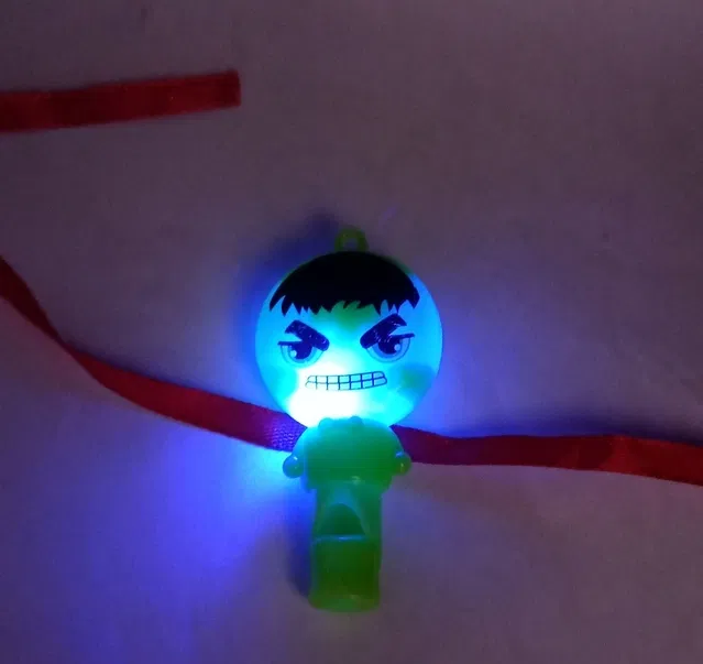 Plastic Hulk Light Whistle Rakhi for Kids (Multicolor, Pack of 1)